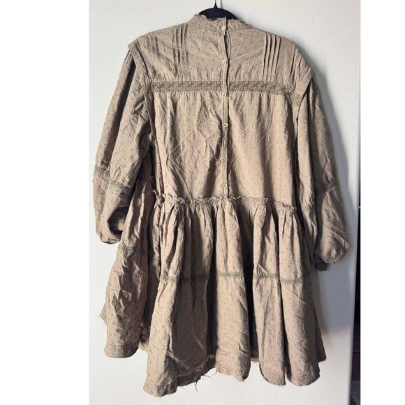 Pilcro Anthropologie Long Sleeve Mock Kneck Swing Dress Boho Cotton Mini S - Picture 3 of 8